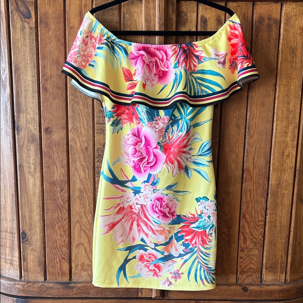 Floral Off-Shoulder Yellow Dress